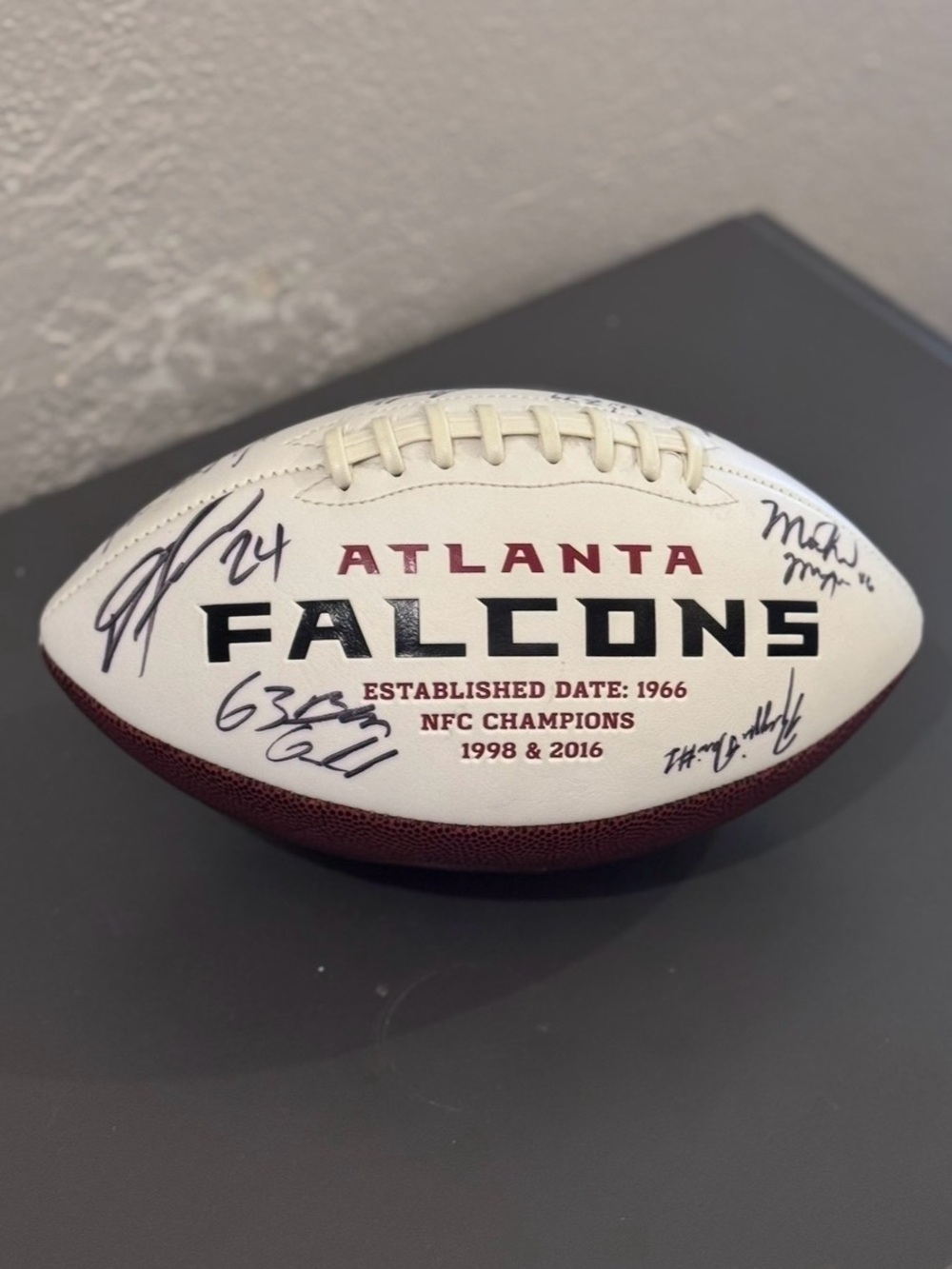 NFL Atlanta Falcons White and Black Autographed Football